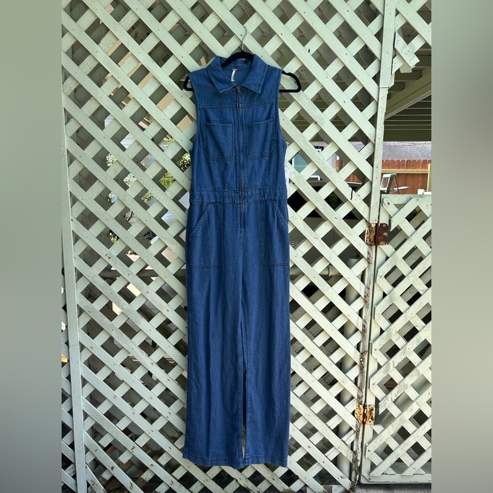Free People Wind & More Retro Denim Jumpsuit - Picture 3 of 4